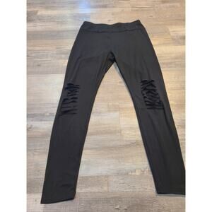 Unknown brand 0xl women's black distressed leggings